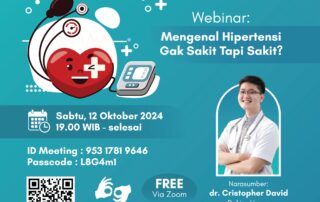 flyer berisi informasi webinar Sehatara tentang hipertensi